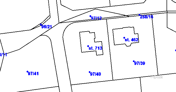 Parcela st. 713 v KÚ Vysoká nad Labem, Katastrální mapa