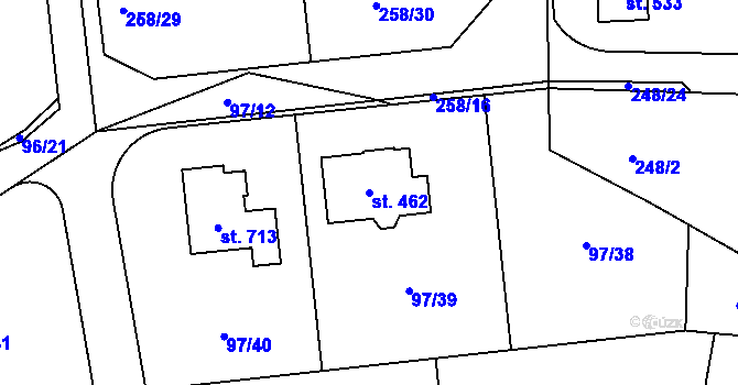 Parcela st. 462 v KÚ Vysoká nad Labem, Katastrální mapa