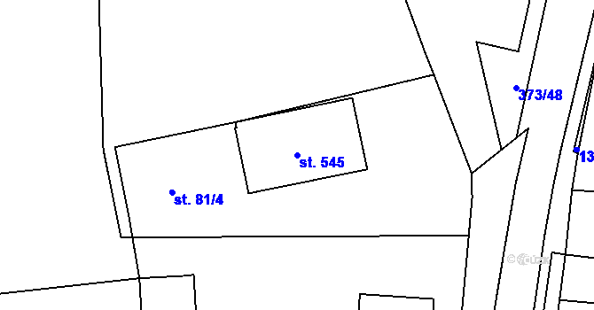 Parcela st. 545 v KÚ Vysoká nad Labem, Katastrální mapa