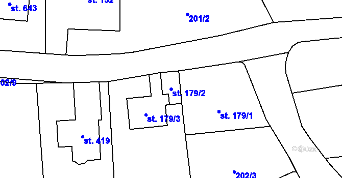 Parcela st. 179/2 v KÚ Vysoká nad Labem, Katastrální mapa