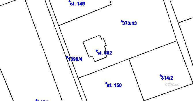 Parcela st. 562 v KÚ Vysoká nad Labem, Katastrální mapa