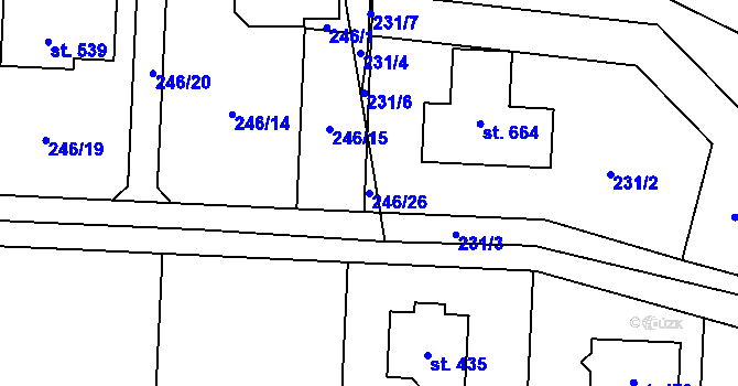 Parcela st. 246/26 v KÚ Vysoká nad Labem, Katastrální mapa