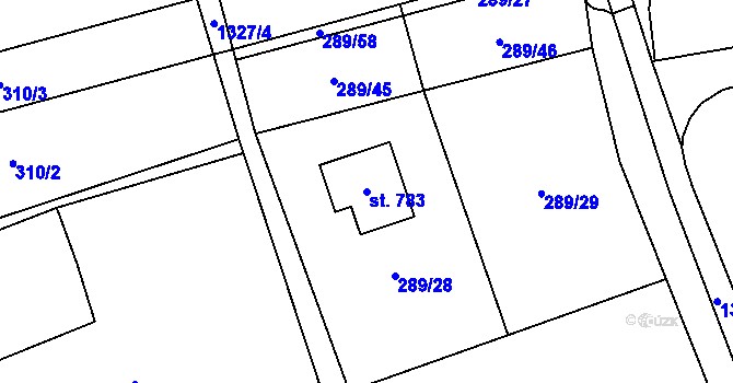 Parcela st. 783 v KÚ Vysoká nad Labem, Katastrální mapa