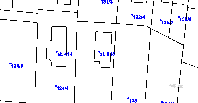 Parcela st. 815 v KÚ Vysoká nad Labem, Katastrální mapa