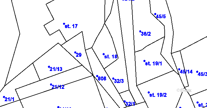 Parcela st. 18 v KÚ Drmaly, Katastrální mapa