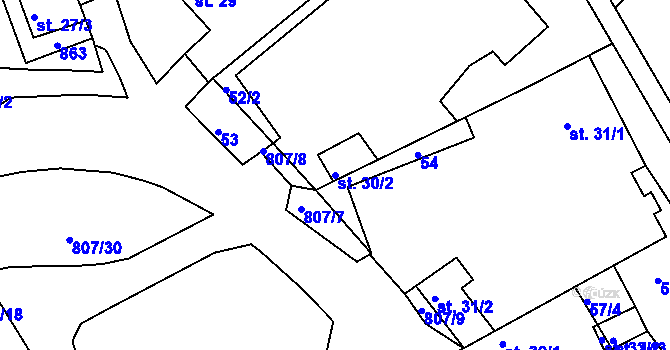 Parcela st. 30/2 v KÚ Drmaly, Katastrální mapa