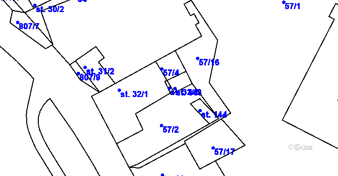 Parcela st. 32/2 v KÚ Drmaly, Katastrální mapa
