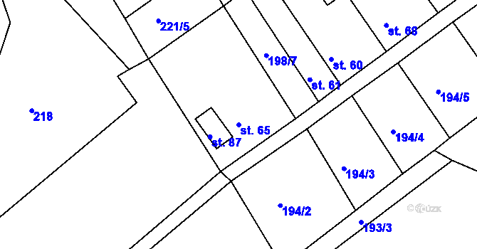 Parcela st. 65 v KÚ Drmaly, Katastrální mapa
