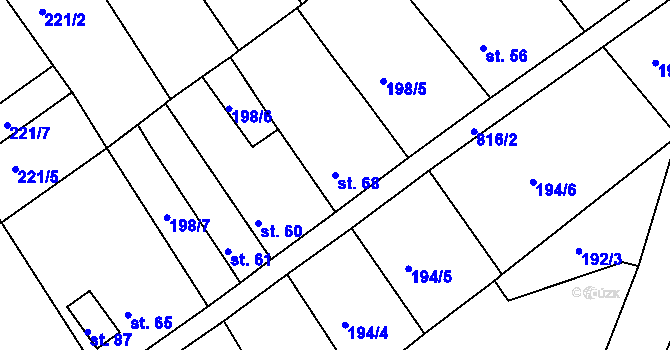 Parcela st. 68 v KÚ Drmaly, Katastrální mapa
