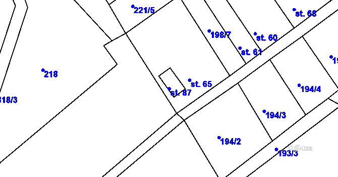 Parcela st. 87 v KÚ Drmaly, Katastrální mapa