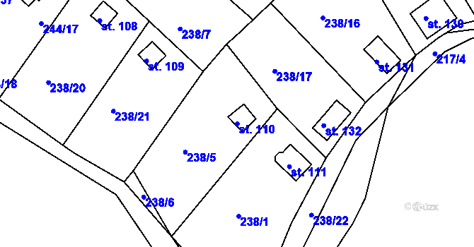 Parcela st. 110 v KÚ Drmaly, Katastrální mapa