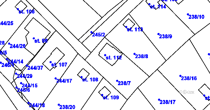 Parcela st. 112 v KÚ Drmaly, Katastrální mapa