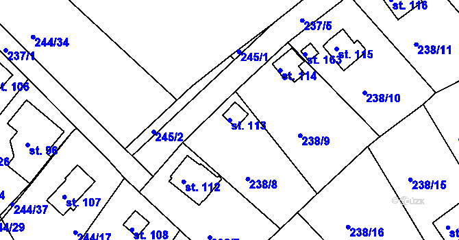 Parcela st. 113 v KÚ Drmaly, Katastrální mapa