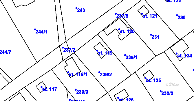 Parcela st. 119 v KÚ Drmaly, Katastrální mapa