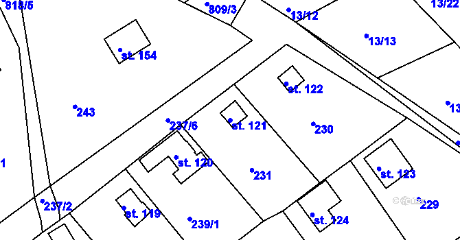 Parcela st. 121 v KÚ Drmaly, Katastrální mapa