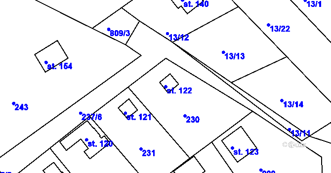 Parcela st. 122 v KÚ Drmaly, Katastrální mapa