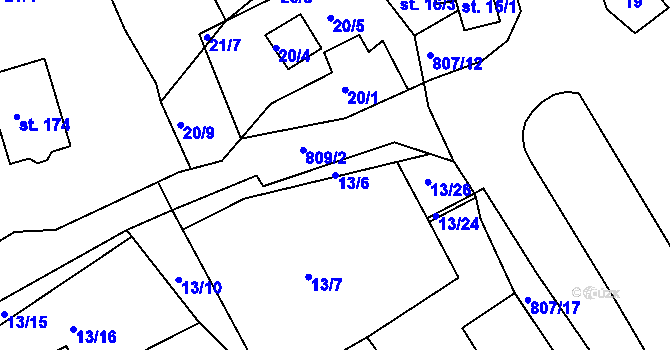 Parcela st. 13/6 v KÚ Drmaly, Katastrální mapa