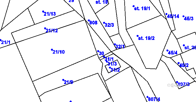 Parcela st. 30 v KÚ Drmaly, Katastrální mapa
