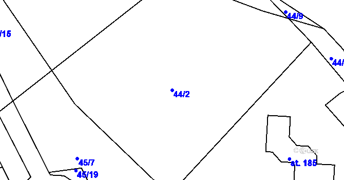 Parcela st. 44/2 v KÚ Drmaly, Katastrální mapa