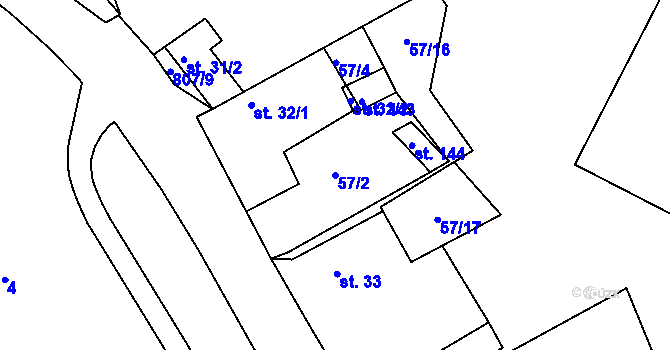 Parcela st. 57/2 v KÚ Drmaly, Katastrální mapa