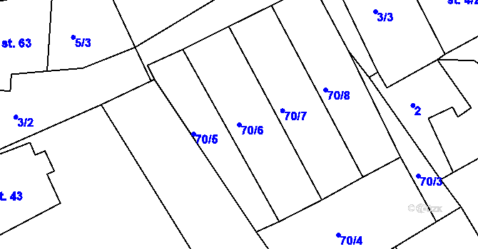 Parcela st. 70/6 v KÚ Drmaly, Katastrální mapa