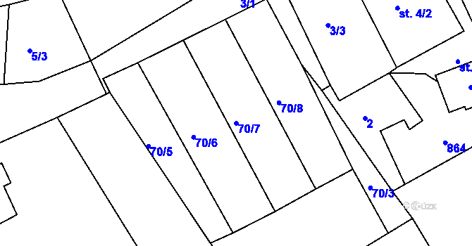 Parcela st. 70/7 v KÚ Drmaly, Katastrální mapa