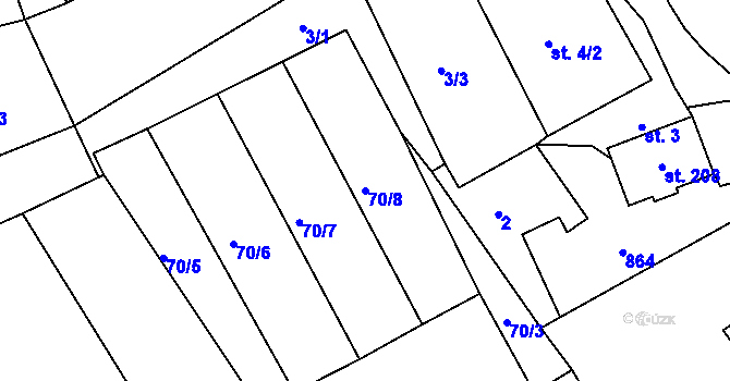 Parcela st. 70/8 v KÚ Drmaly, Katastrální mapa