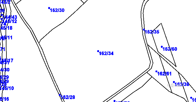Parcela st. 162/34 v KÚ Drmaly, Katastrální mapa