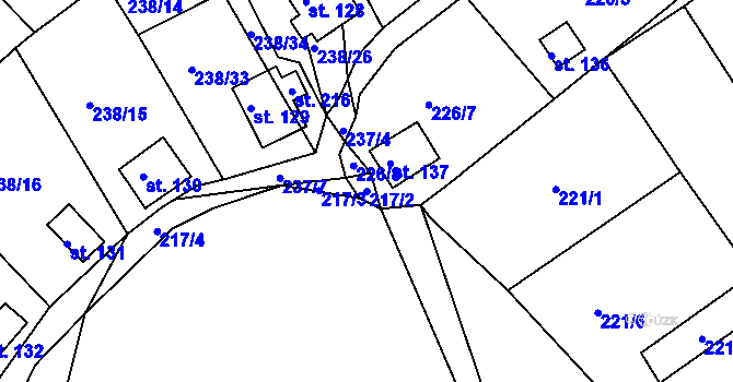 Parcela st. 217/2 v KÚ Drmaly, Katastrální mapa