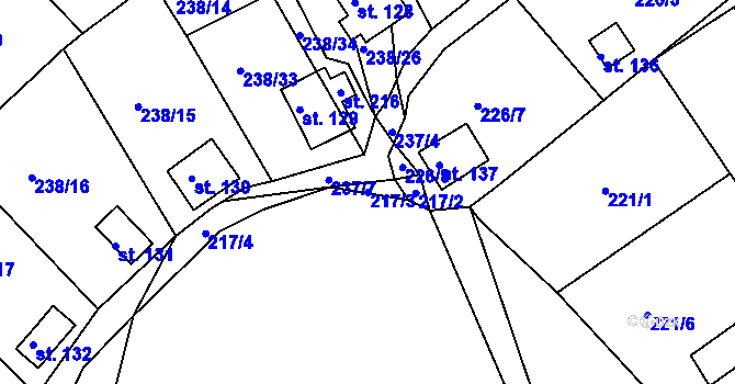 Parcela st. 217/3 v KÚ Drmaly, Katastrální mapa
