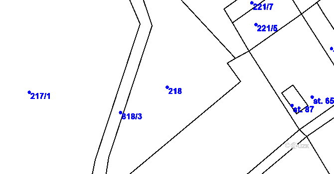 Parcela st. 218 v KÚ Drmaly, Katastrální mapa