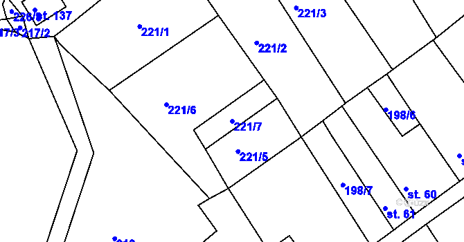 Parcela st. 221/7 v KÚ Drmaly, Katastrální mapa