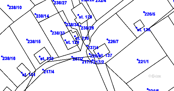Parcela st. 237/4 v KÚ Drmaly, Katastrální mapa