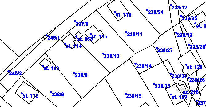 Parcela st. 238/10 v KÚ Drmaly, Katastrální mapa