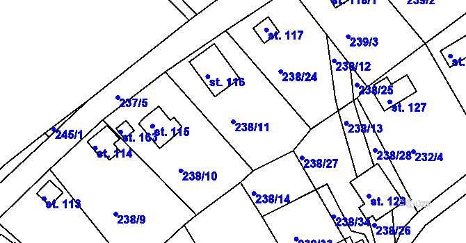 Parcela st. 238/11 v KÚ Drmaly, Katastrální mapa