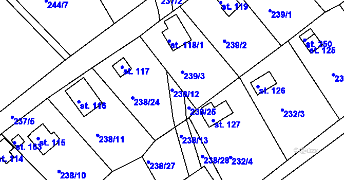 Parcela st. 238/12 v KÚ Drmaly, Katastrální mapa