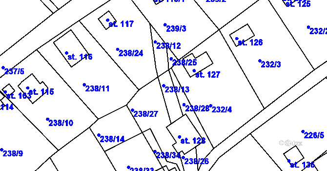 Parcela st. 238/13 v KÚ Drmaly, Katastrální mapa