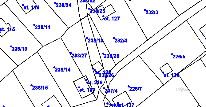 Parcela st. 238/28 v KÚ Drmaly, Katastrální mapa