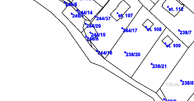 Parcela st. 244/18 v KÚ Drmaly, Katastrální mapa
