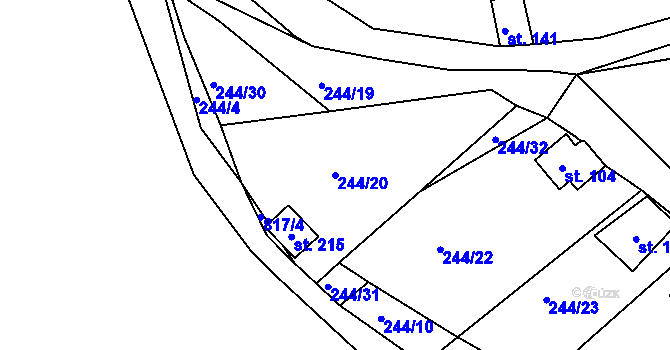 Parcela st. 244/20 v KÚ Drmaly, Katastrální mapa