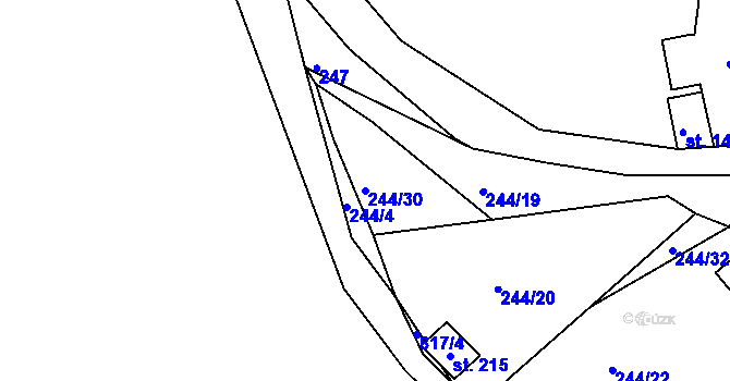 Parcela st. 244/30 v KÚ Drmaly, Katastrální mapa