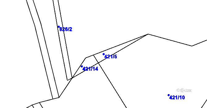 Parcela st. 421/5 v KÚ Drmaly, Katastrální mapa