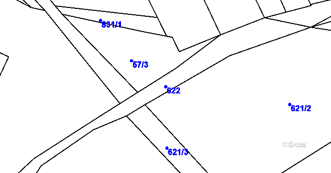 Parcela st. 622 v KÚ Drmaly, Katastrální mapa