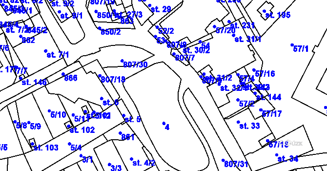 Parcela st. 807/1 v KÚ Drmaly, Katastrální mapa