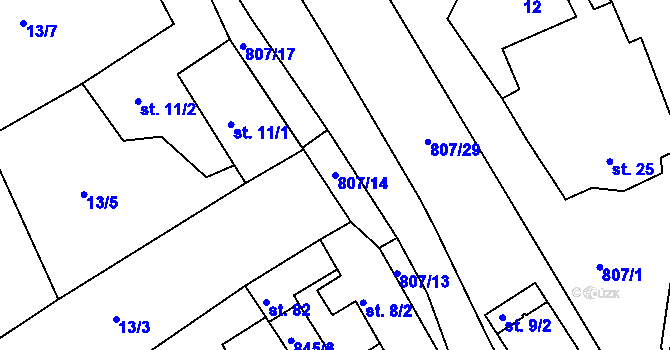 Parcela st. 807/14 v KÚ Drmaly, Katastrální mapa