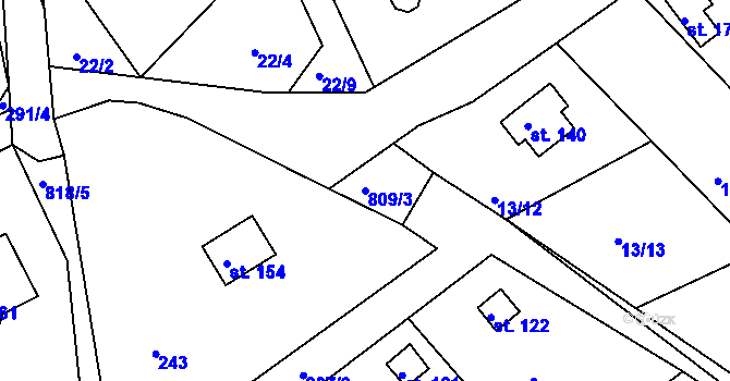 Parcela st. 809/3 v KÚ Drmaly, Katastrální mapa