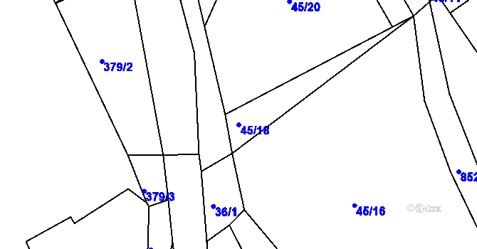 Parcela st. 45/18 v KÚ Drmaly, Katastrální mapa