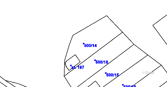 Parcela st. 500/14 v KÚ Drmaly, Katastrální mapa