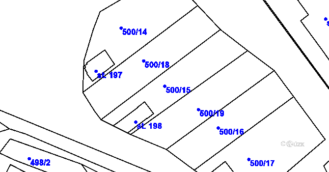 Parcela st. 500/15 v KÚ Drmaly, Katastrální mapa