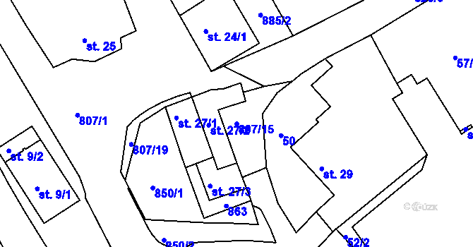 Parcela st. 807/15 v KÚ Drmaly, Katastrální mapa